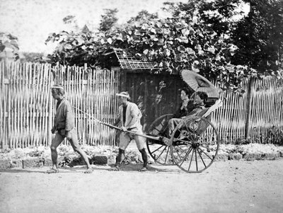 Two Girls in a Rickshaw by Japanese Photographer